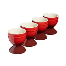 Cooks Professional Cooks Professional Egg Cup Set of 4 | 4 x 40ml Ceramic Egg Holders | Egg Cups | Stoneware Dinnerware Set | Red