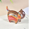 HLbshi Handmade Rainbow Wooden cat Figurine Animal Carving Statue Office