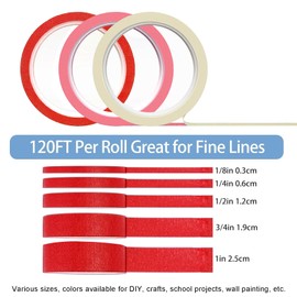 EDSRDRUS Thin Painters Tape 1/8, 1/4, 1/2，3/4，1 inch Width 40 Yard Painter Tape Paint Tape Masking Tape, for DIY, Crafts and Art Paint Big Projects