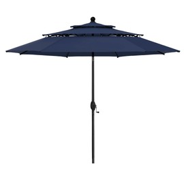 HERA'S PALACE 10 Ft Patio Umbrella 3 Tiers Outdoor Umbrella with Ventilation Tilt Adjustment Patio Table Umbrella for Backyard, Pool, Garden, Blue