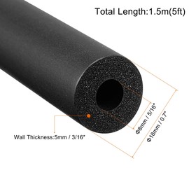 TOP-VIGOR Pipe Insulation Foam Tube, 8mm ID Foam Grip Tubing, 5mm Thick Lagging Pipe, 0.5M Length Cladding Foam Tube Hose Non-Slip for Fitness Tools Handle Support, Pipe Insulation, Black