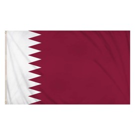 SHATCHI Large 5 x 3FT (150x90Cm) Qatar National Flag Qatari Polyester Fabric Brass Eyelets for FIFA World Cup Football Rugby Sports Supporter, Maroon,White