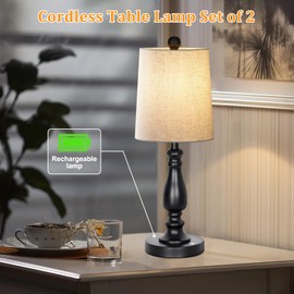 Dott Arts Coldless Table lamp Set of 2 Touch Control Table Lamp, 3-Way Dimmable Modern Nightstand Lamp Sets Bedside Touch Desk Lamp with White Shade for Bedroom Living Room, LED Bulbs Included(Black)