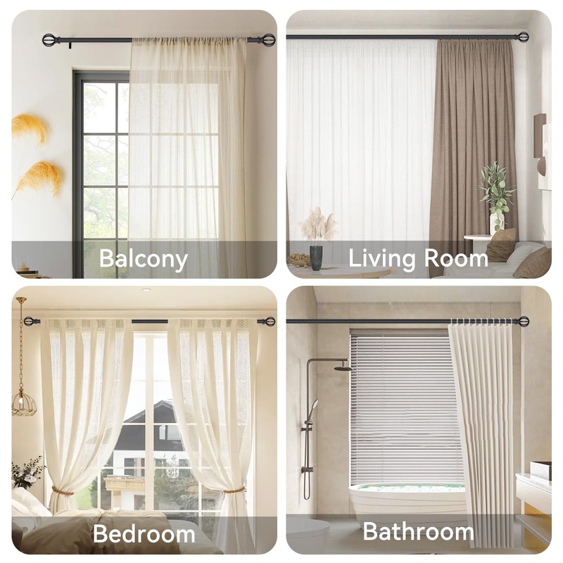 Curtain Rods for Windows 48 to 84, 2 Pack 5/8