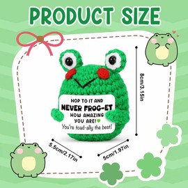 Tiny Detalles Funny Frog Crochet, Cute Positive Crochet with Encouragement Cards, Inspirational Gift Ideas for Women, Friends, Christmas and Birthday Gifts, Small Gifts for Coworkers Frog Decor