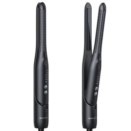 Wavytalk - Lápiz de hierro plano de 0.65 pulgadas, lápiz de rizo fresco, pequeño peinado de flujo de aire y alisador para cabello corto, corte Pixie y bordes, rizador para cabello corto con flujo de