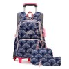 3Pcs Girls Rolling Backpack Kids Bookbag with Wheels Set Elementary
