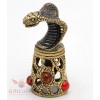 Solid Brass Amber Thimble with Cobra Snake as a lid
