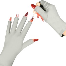 chemotex Guantes de uñas UV: protección profesional de manicura de gel UPF50+, guantes sin dedos para el cuidado de la piel artística para lámpara de uñas de gel, protege las manos del daño, gris