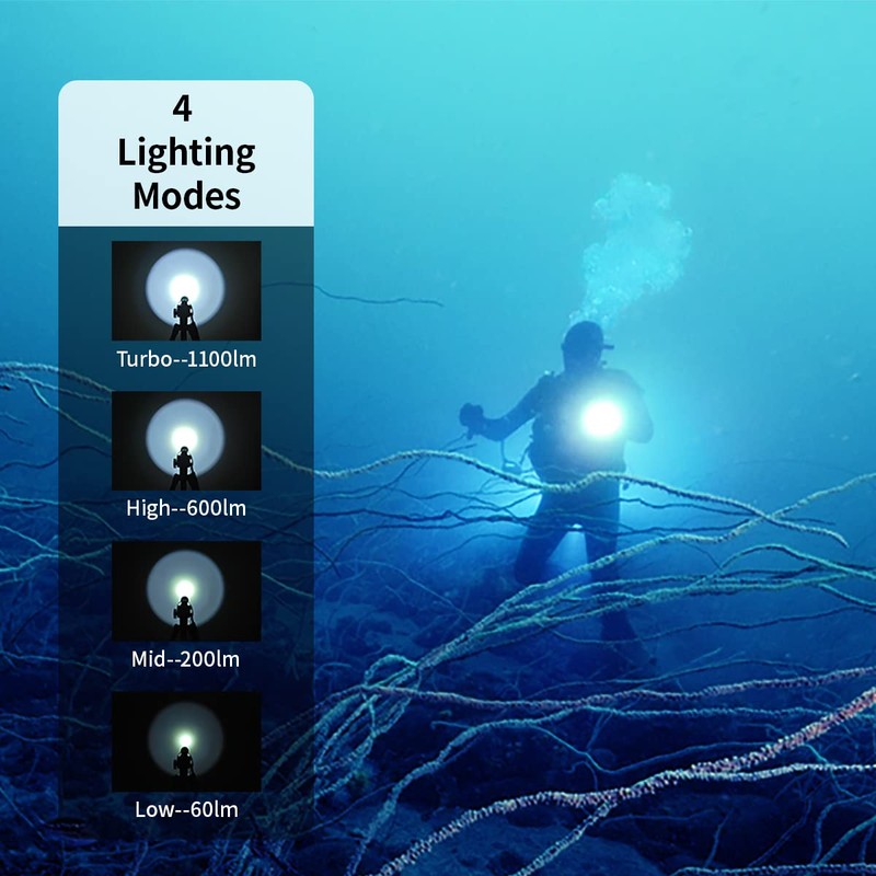 XTAR D26 1100 Lumen Scuba Diving Flashlight Dive Torch with
