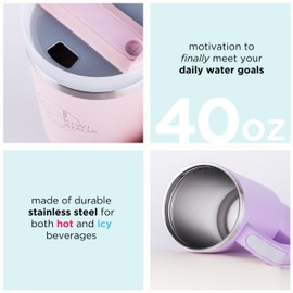 40oz. Tumbler with Handle and Straw, includes Kiwi Straw Topper (Lilac)