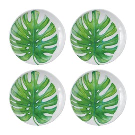 Supreme Housewares 541 Gourmet Art 4 piezas de melamina pesada y duradera de 6 pulgadas para interiores, exteriores, fiestas, bodas, cumpleaños y uso diario, hoja de Monstera
