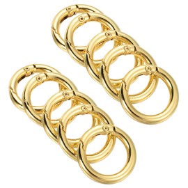 PATIKIL 28x20x4mm Spring Gate O Rings, 10 Pack Round Snap Clip Zinc Alloy for Keyrings Buckle, Gold