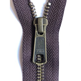YKK Open End Zip - Antique Metal Tooth/Finish - Autolock - Heavy Duty - Hd2 - 6/7/8/9/11/16/17/18/19/20/21/22/23/24/25/26/27/28/29/30/31/32/33/34/35/36/37/38/39/40 Inch (38 Inch (96.5 Cm)) Brown