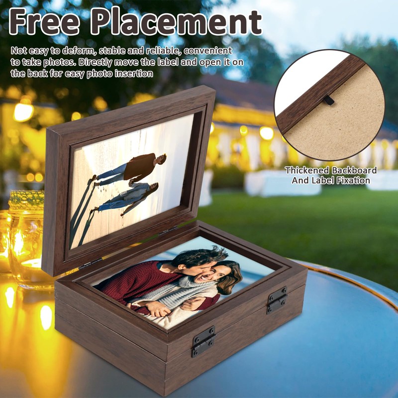 Photo Frame Hold 4 Photos, 4x6 Hinged Folding Wood Picture