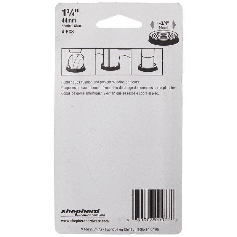 Shepherd Hardware 9077 1-3/4-Inch Round Rubber Furniture Cups, 4-Pack,brown