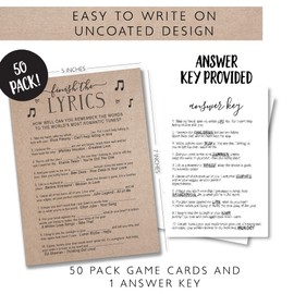 Your Main Event Prints Bridal Shower Games – Fun Activities in Kraft Minimalist Style, Finish The Lyrics Game with Kraft Design