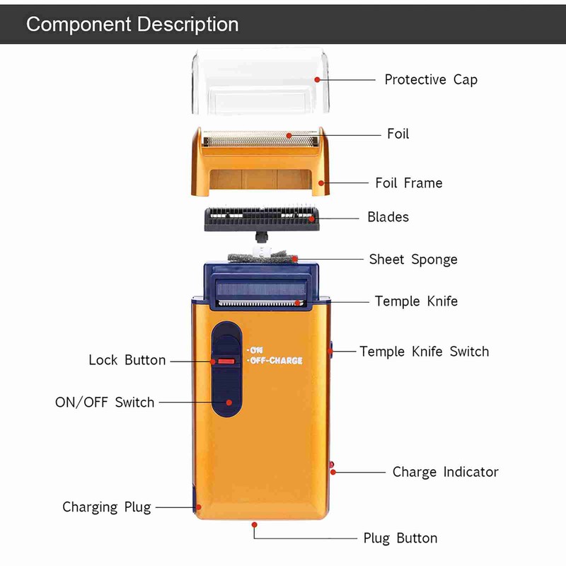 Men Rechargeable Shaver Electric Razor Sideburn Trimmer Classical Beard Shaver