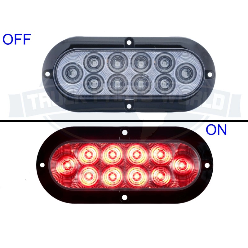 optronics (2) Trailer Truck RED LED 6" Oval Stop Turn