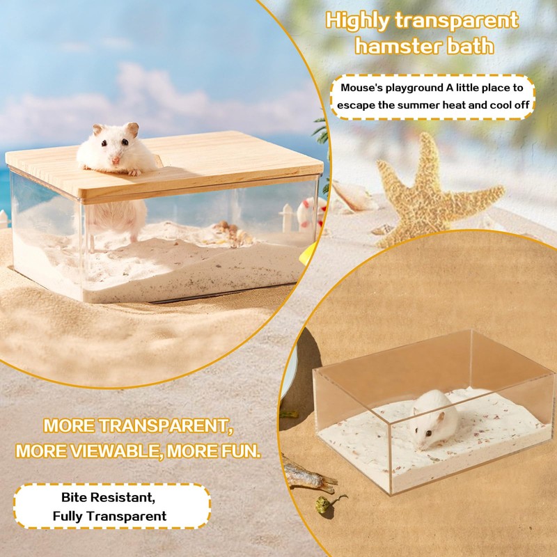 Quxddy Hamster Sand Bath Box Container, Hamster Bath Sand Gerbil