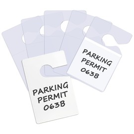 Clear Parking Permit Holder, Parking Permit Hang Tag Car Parking Lot Pass Rear View Mirror Hanger Vehicle Parking Pass Hang Tag Holder for Car Passes, Permits, Stickers 5PCS Holder+1PCS Hang Tag