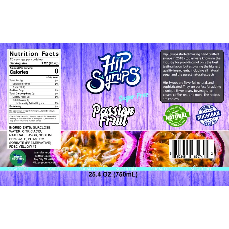 (Sugar Free) Passionfruit Hip Syrups 750ml