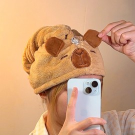 Towel for Hair | Capybara Lightweight Bath Caps | Soft Headwear Hat Cute for Girl Women Bath Shower Spa Home Thick Long Curly Wet