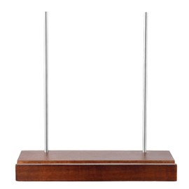 QWORK Solid Wood Tabletop Record Holder, Black Walnut with Stainless Steel Supports, Secure Design - Ideal for Vinyl Records, CDs, & iPads.