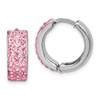 925 Sterling Silver Pink Preciosa Crystal Small Hinged Hoop Earrings