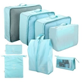 Travel Packaging Cube,8-piece set of travel cube, Foldable luggage Storage Bag, lightweight luggage Storage Bag (Light Blue)