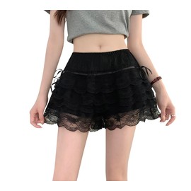 eipatu Women's Inner Pants, Petticoat, Petticoat, Show Pan, Lace, Bottoms, Shorts, Flare, Petticoat, Loungewear, Ribbon Type: Black
