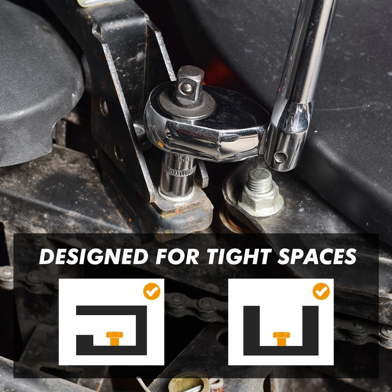 wanlvkang Dual 3/8 and 1/4 Drive Flex Head Ratchet, 72-Tooth