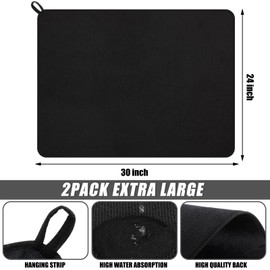 Hushee 2 Pack Extra Large Dish Drying Mat Microfiber Absorbent Dish Drying Pad Large Size Dishes Drainer Mats for Countertop, Sink, Refrigerator or Dryer (Black,30 x 24 Inch)