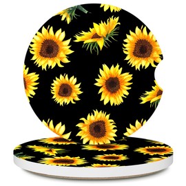 Car Coaster for Drinks Absorbent 2 Pack， car Ceramic Cup Holder Coasters for Most car Model， Non-Scratch Cork Base Coasters for Women or Men，Fashion Style