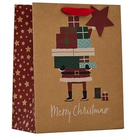 Design By Violet Merry Christmas Special Delivery Santa Gift Bag Eco Friendly Recyclable with Red Handle and Red Star Gift Tag Xmas Gift Wrap Large