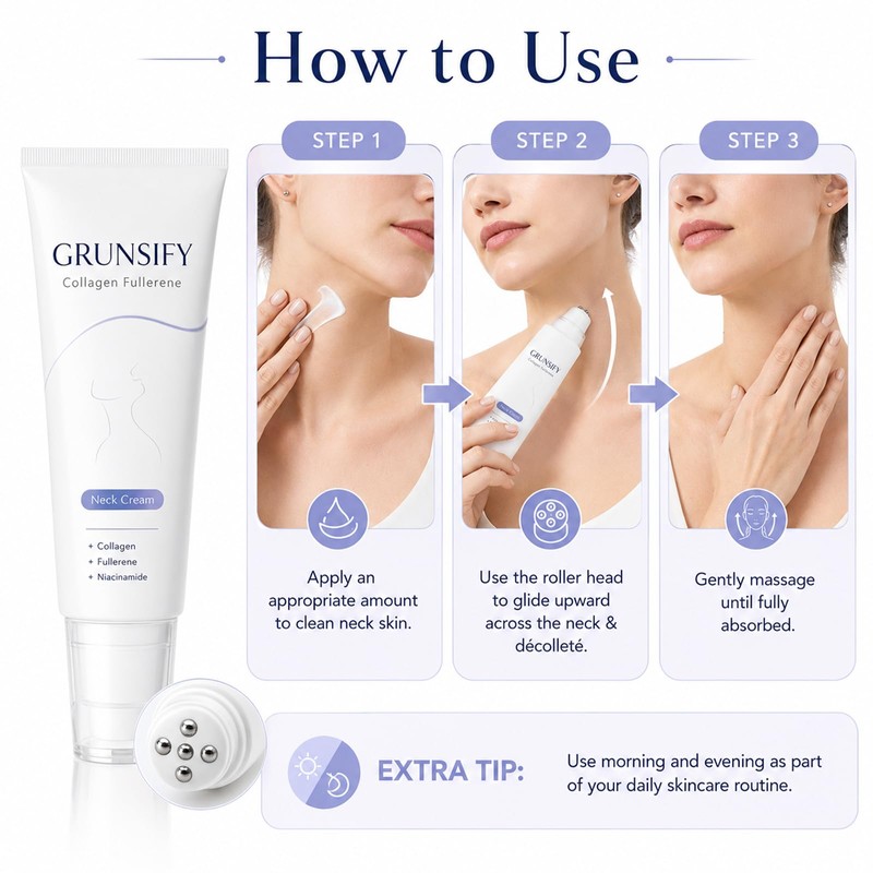 Collagen Fullerene Neck Cream with Roller Applicator, 1 Count