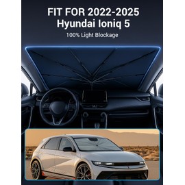 Proadsy Windshield Sun Shade Umbrella for 2022-2025 Hyundai Ioniq 5 Foldable Car Umbrella Sunshade with Soft Handle,Keeps Your Vehicle Cool,Protect Car from Rays & Heat