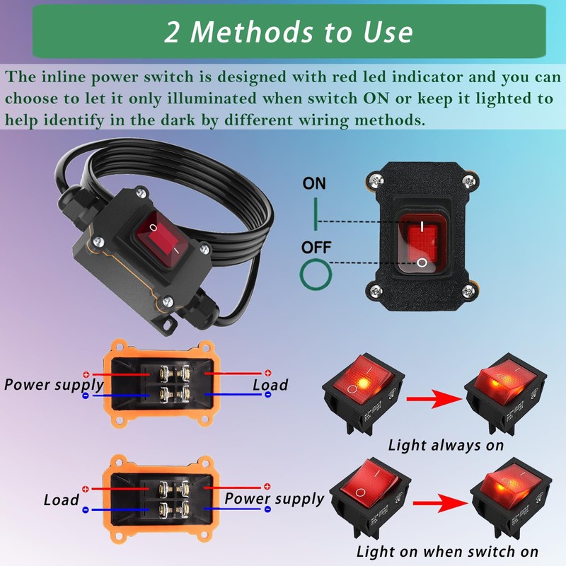 PAGUO Inline Cord Switch 12V 20A DC IP68 Waterproof with