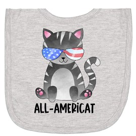inktastic All Ameri-Cat 4th Of July Cat in Flag Sunglasses Newborn Bib Heather Grey 413a9
