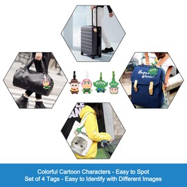 4 Pcs Set Story Movie Silicone Travel Luggage Baggage Identification Labels ID Tag for Bag Suitcase Plane Cruise Ships with Belt Strap