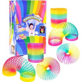 PowerTRC 6 Pcs Big Slinky Toys for Kids Goodie Bag Stuffer Rainbow Large Slinky Party Favors Spring Toy Slinkies for Carnival Prize Classroom Exchange Gifts (4 inches)