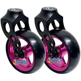Wheelchair Front Caster Fork with 4x1.40 Easy Roll Wheel (Pink Rim/Black Fork)