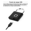 Candado Inteligente Bluetooth App Huella Digital Res Lluvia Color Negro