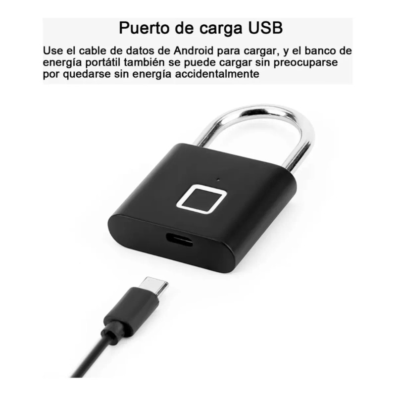 Candado Inteligente Bluetooth App Huella Digital Res Lluvia Color Negro