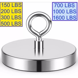 Large Fishing Magnets strong Neodymium super Rare Earth Magnet hooks 150-1600Lbs - 700 LBS / 2.95in / 75mm