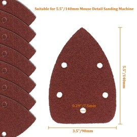 Cionyce 50 Pcs 320 Grit Mouse Detail Sander Sandpaper 5 Hole Mouse Sandpaper Hook and Loop Sander Pads Sanding Sheets for 140mm Sanding Machine