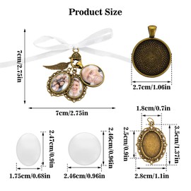 Lusofie Bouquet Charms for Wedding Memory Lacy Oval Wedding Bouquet Photo Charms Angel Wing Memorial Bouquet Charms for Bridal Shower Bachelor Party Wedding