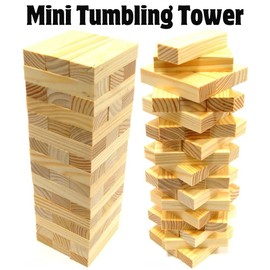 eMKay® Mini Wooden Tumbling Tower Game | 48 Natural Wood Blocks | Classic Stacking & Balancing Game for Kids & Adults | Compact Travel Size | Indoor Outdoor Family Fun Party Toy
