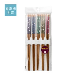 Asahi Koyo T-56 Wooden Plum Rabbit Chopsticks Dishwasher Safe, 9.1 inches (23 cm), Purple/Blue/Green/Yellow/Pink, Set of 5, Made in Japan