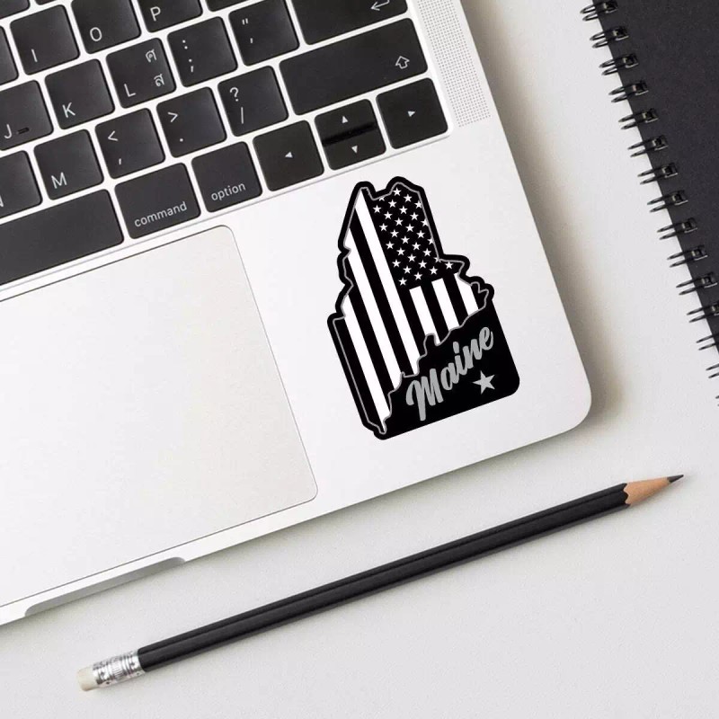 RetroPlanet Maine State Black and White Die Cut Vinyl Sticker
